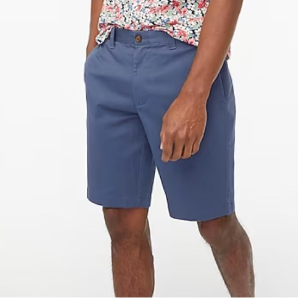 J. Crew Men’s Dusty Blue Flat Front Casual Dress Shorts, 10” Inseam, Size 35w